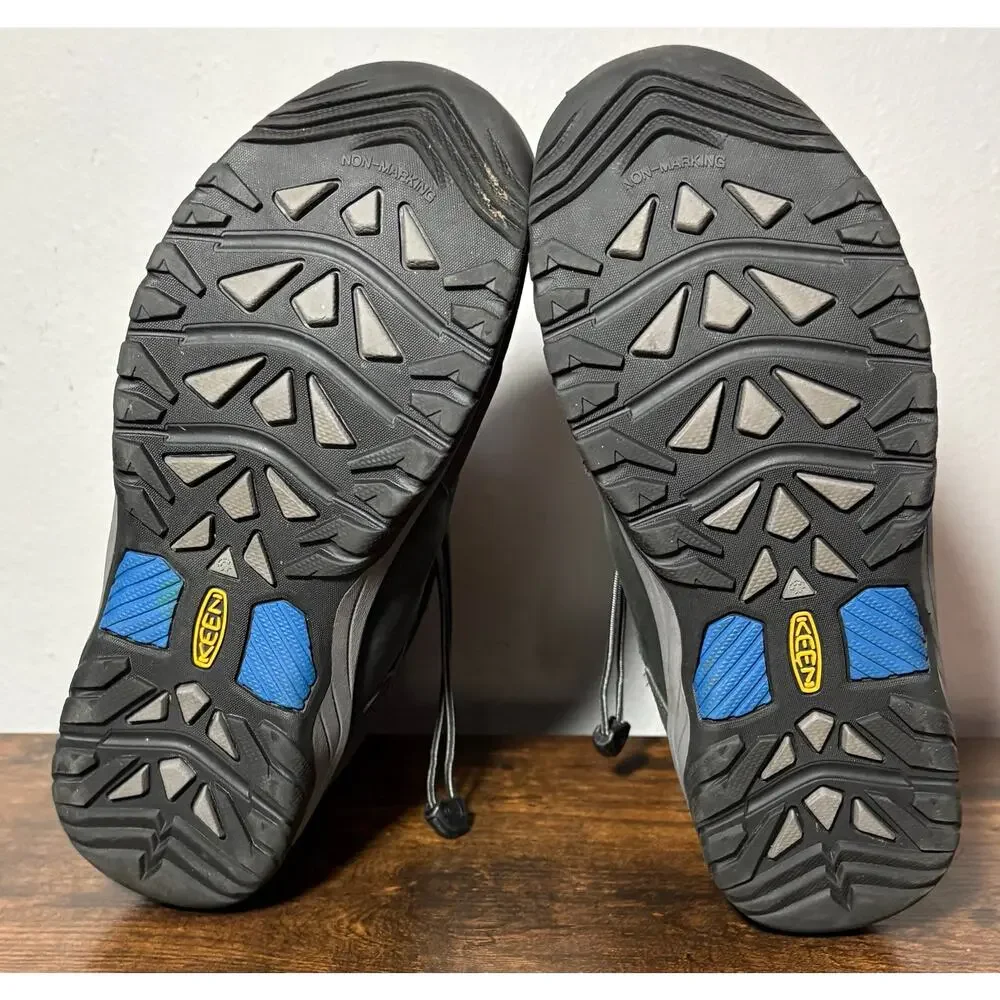 KEEN Big Kids' Levo Winter Waterproof Boots Black/Baleine Blue Sz 7 EUC